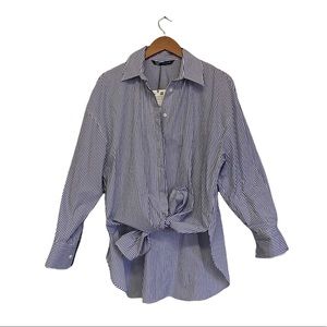 Zara Striped Button Down Long Sleeve Shirt. NWT